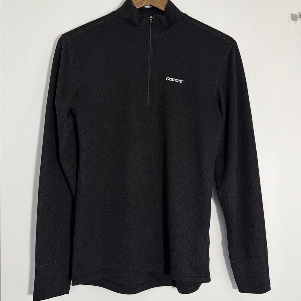 Carhartt 1/4 Zip Shirt Mens S Regular Black longsleeve shirt